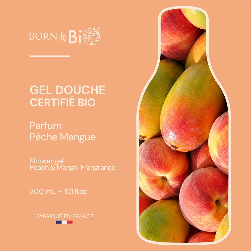 Gel douche certifié bio - Pêche & Mangue - 300 mL