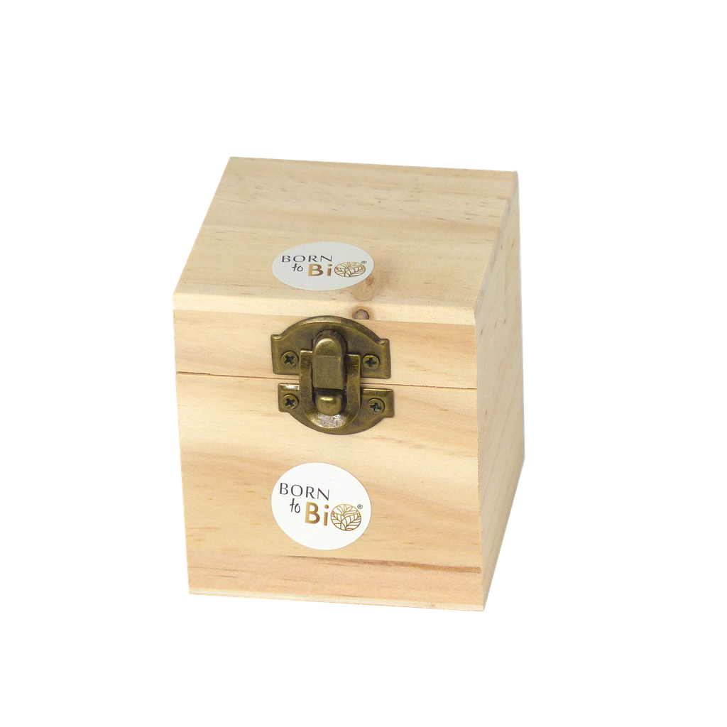 Wooden storage box - 4 X 10 mL Bottles - 7x7x8cm