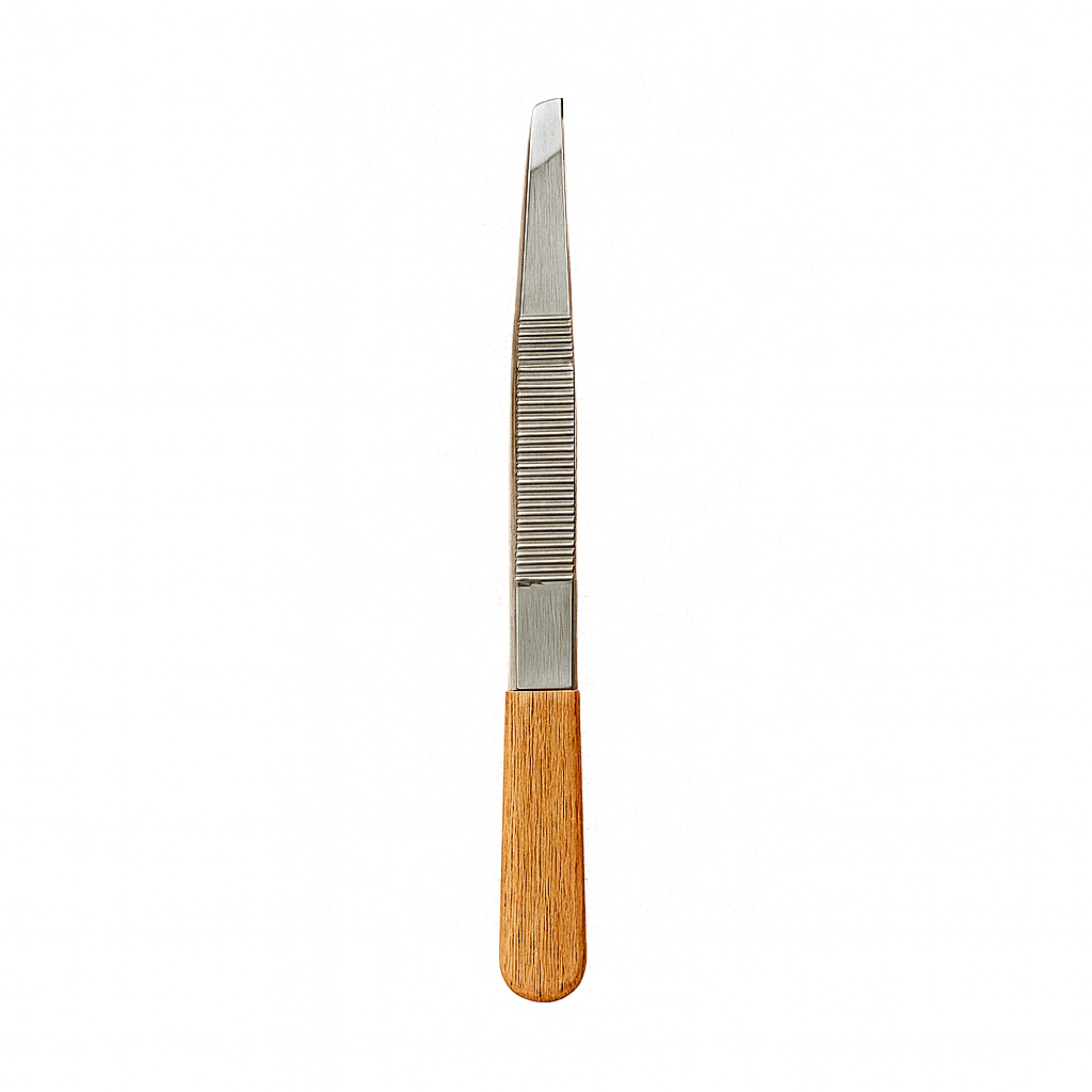 Slanted tweezers, beech wood handle
