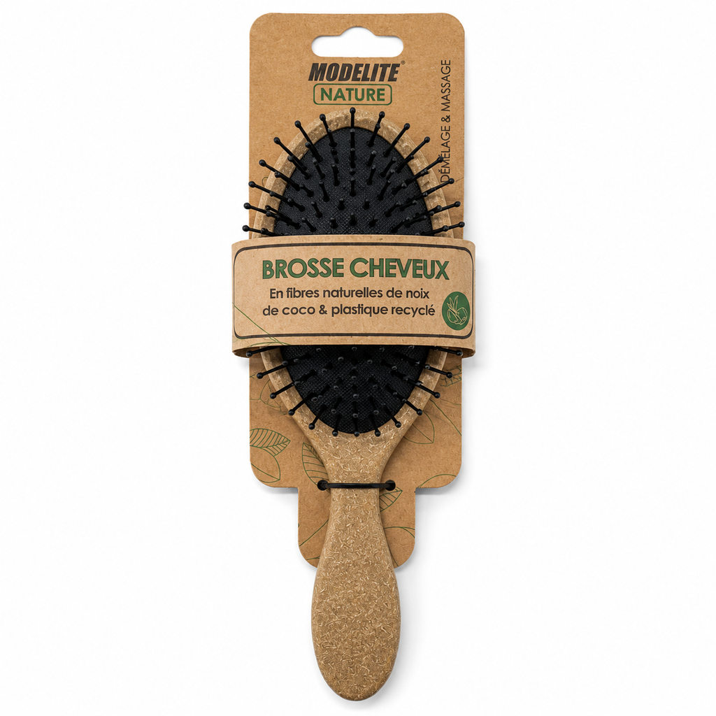 Paddle brush / coconut fiber and recycled plastic