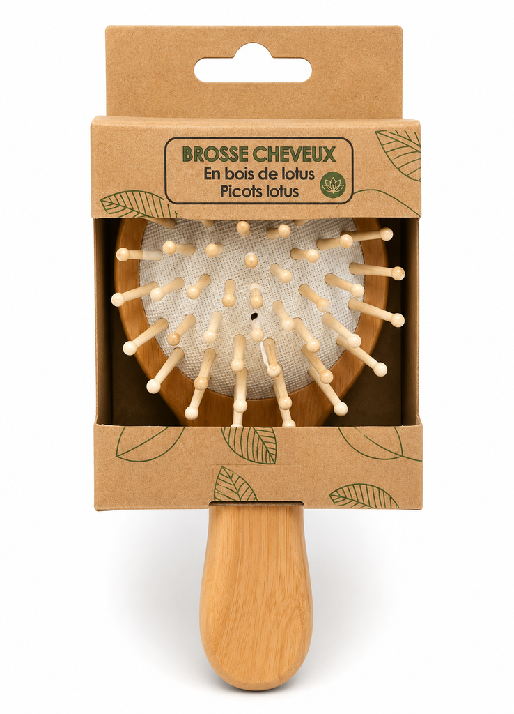 Brosse pneumatique - Manche et Picots Bois de Lotus - Grand format carré