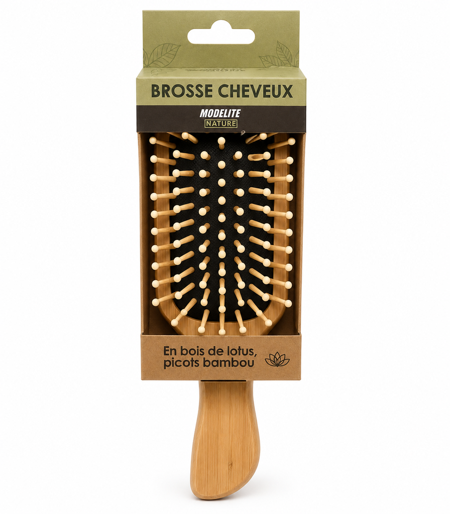 Lotus wood brush with bamboo bristles 22cm