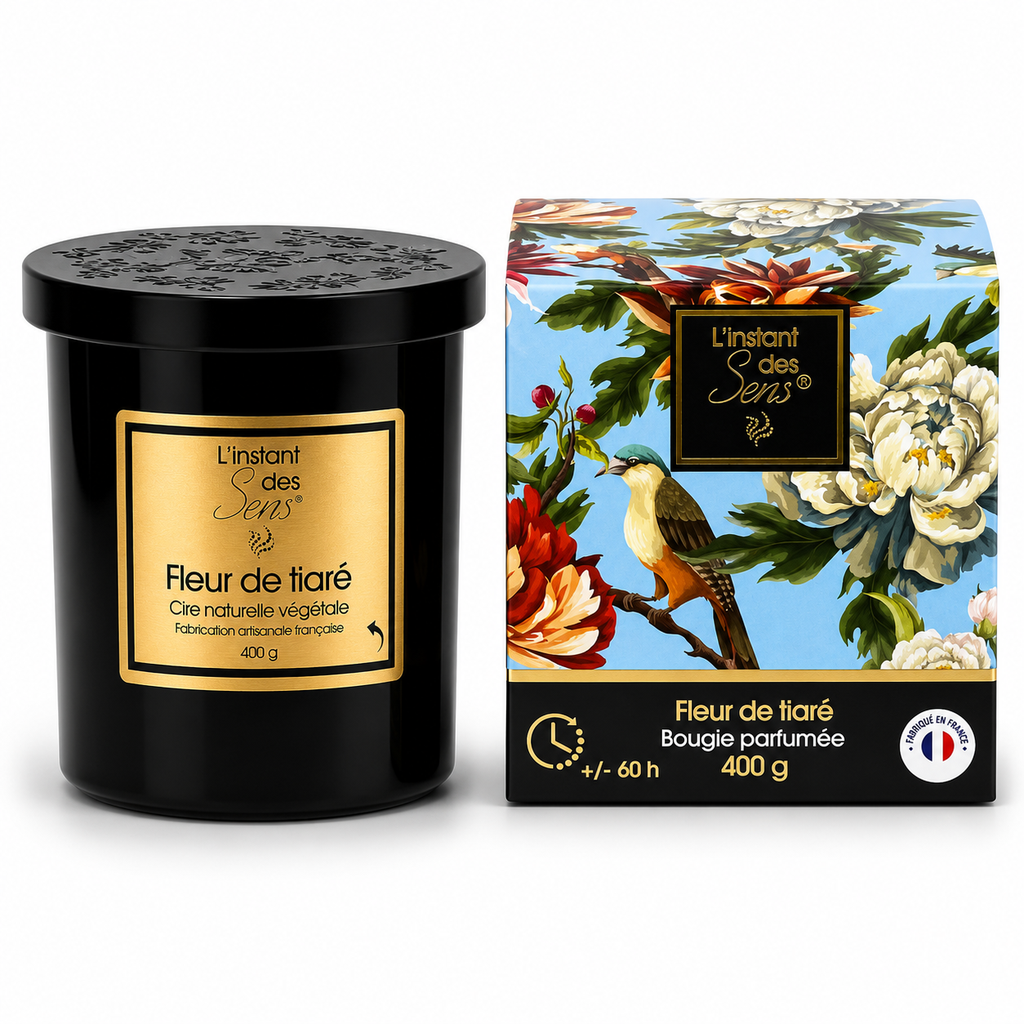 Bougie cire de soja 100% naturelle - Fleur de Tiaré - 400g