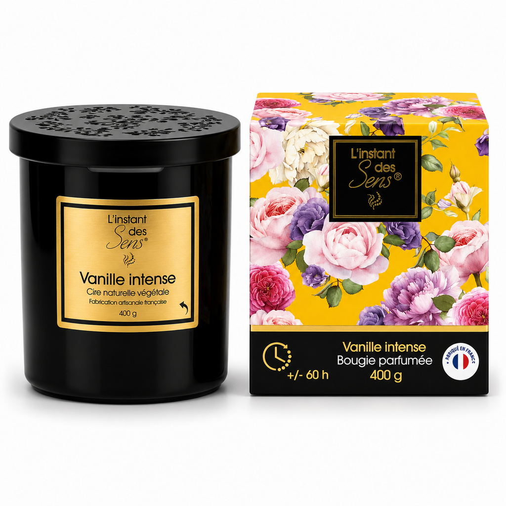 Bougie cire de soja 100% naturelle - Vanille Intense - 400g