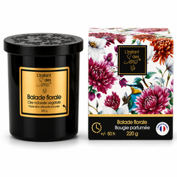 Bougie cire de soja 100% naturelle - Balade Florale - 220g