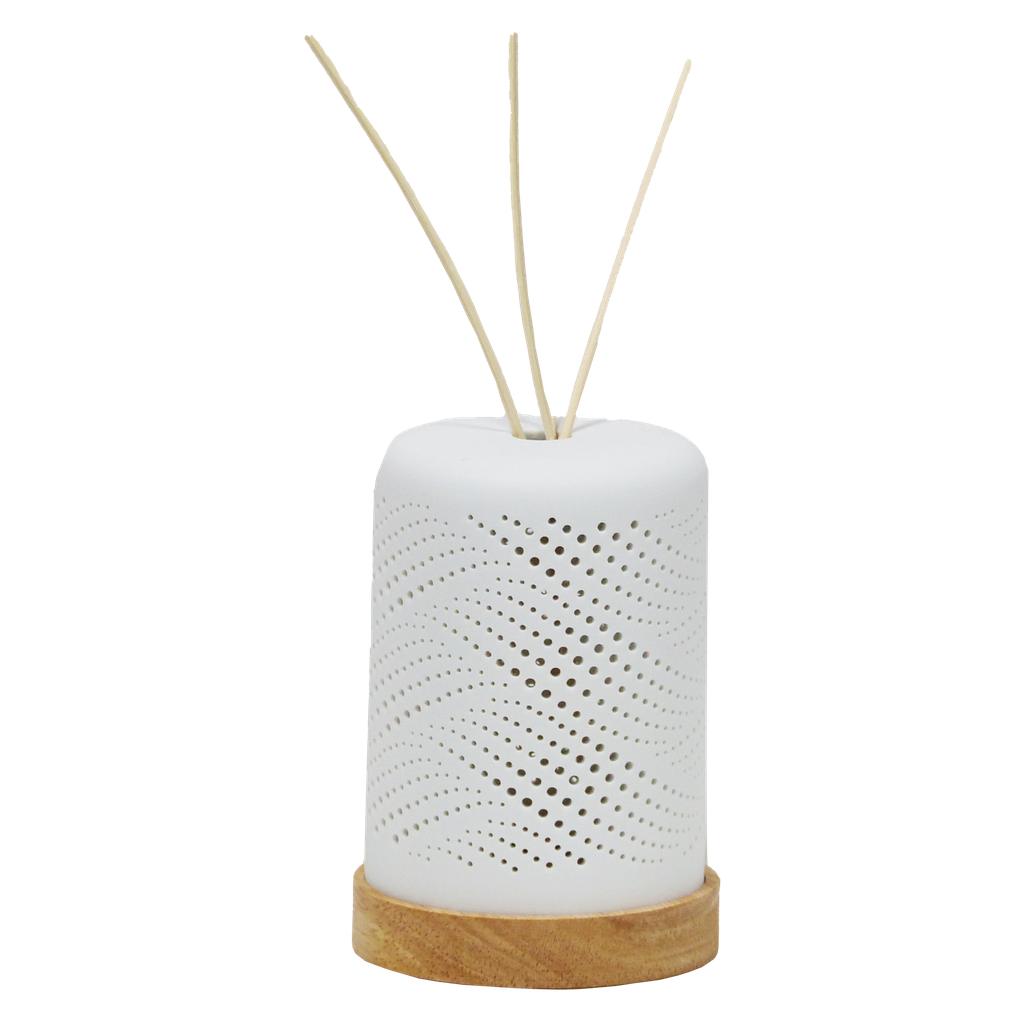 Diffuseur de parfum par capillarité en céramique avec LED - Motif vagues
