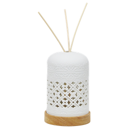 Diffuseur de parfum par capillarité en céramique avec LED - Motif dentelle