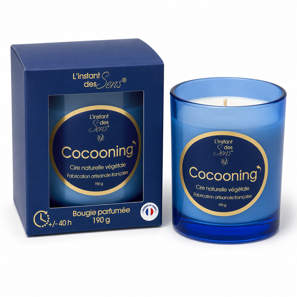 Bougie cire de soja 100% naturelle - Cocooning - 190g