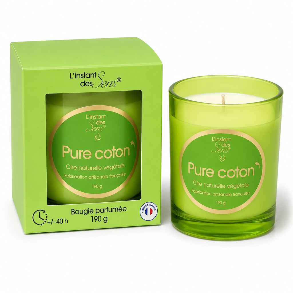 Bougie cire de soja 100% naturelle - Pure Coton - 190g