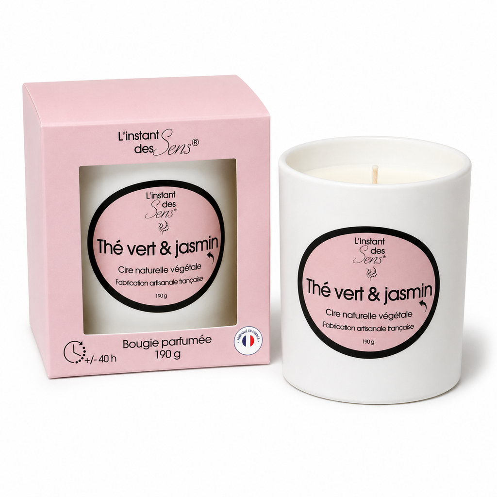 Bougie cire de soja 100% naturelle - Thé Vert et Jasmin - 190g