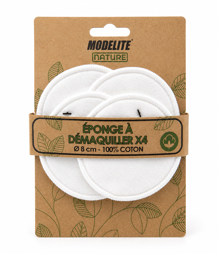 [NAS013] Éponges à démaquiller coton - Lot de 4