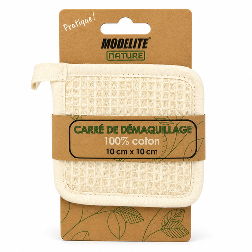 [NAS038] Éponge à démaquiller nid d'abeille coton - 10 × 10 cm