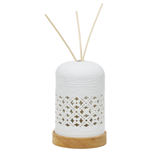 [PDACE0001] Diffuseur de parfum par capillarité en céramique avec LED - Motif dentelle