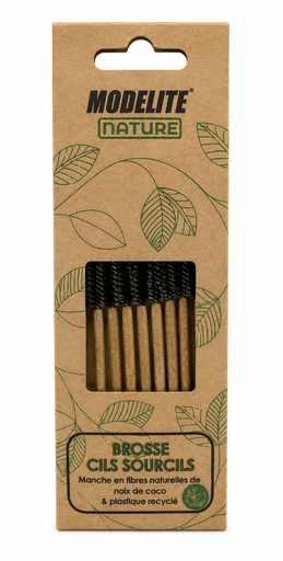 [NAV011] Mini lash & brow brushes x10 - Coconut Fiber and Recycled Plastic Handle