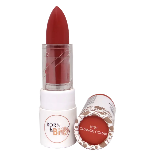 [BLROBR01] Organic glossy lipstick - #1 Coral Orange