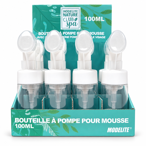 [NAA030] Bouteille à pompe moussante 100 ml – tête en silicone pour nettoyant visage